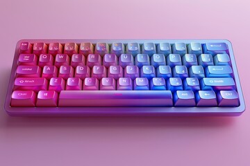 Blue isolated keyboard keys for text input and 3d illustration creation on white background