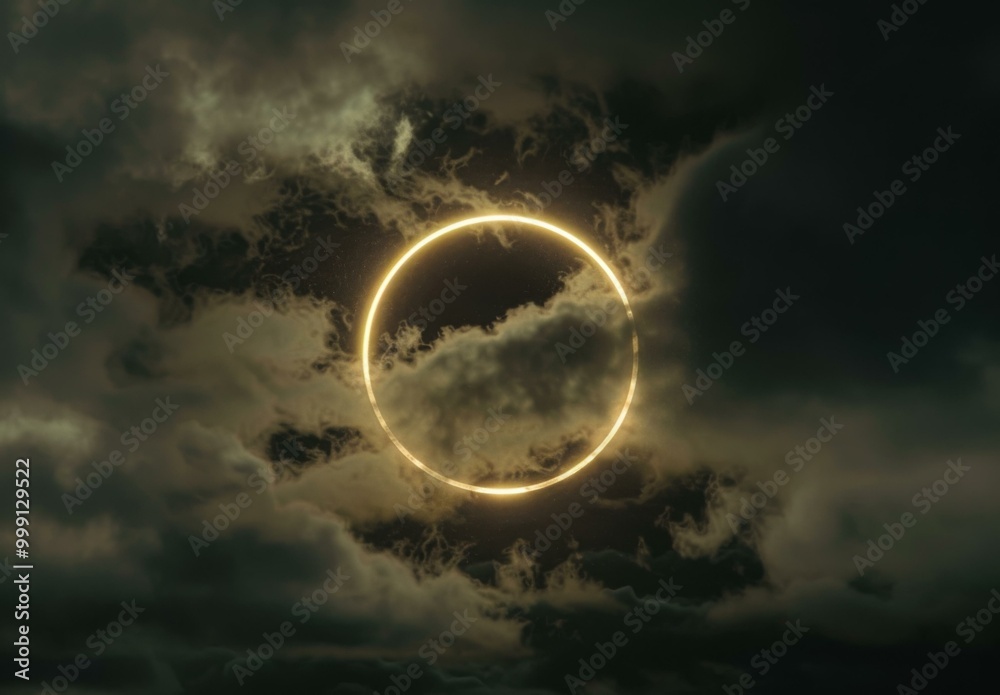 Canvas Prints a ring of light in the sky with clouds surrounding it. ai.