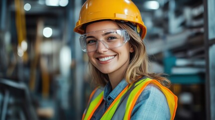 Portrait of Happy Female Construction Worker