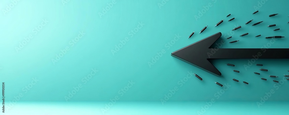 Wall mural simple black arrow pointing right flat design top view interface element theme 3d render complementa