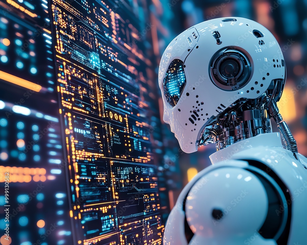 Fototapete Developer updates software using AI technology, Software updates or operating system upgrades to keep your device up to date with enhanced functionality in new versions
