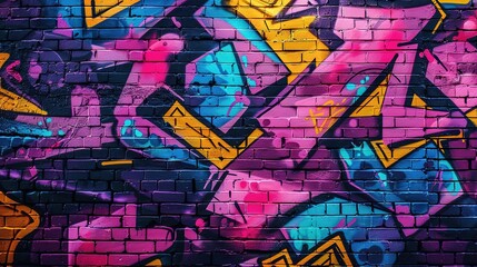 Fototapeta premium Abstract Graffiti Art on a Brick Wall with Vibrant Colors