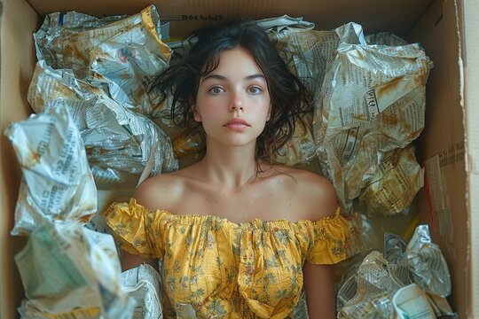 Exploring the concept of value  a woman as a discarded doll symbolizing societal stereotypes