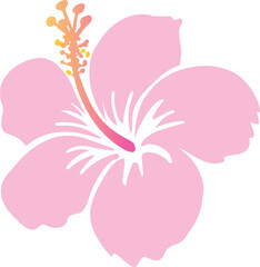 Pink Hibiscus rosa-sinensis, Chinese hibiscus flat icon illustration. © LifeisticAC