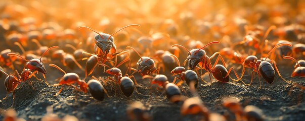 a realistic cartoon photo of 10,000 ants all building for a purpose