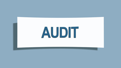 Audit. A card isolated on blue background.