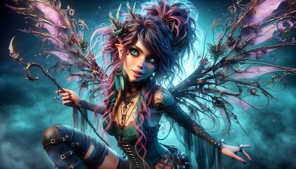 Fantasía Iridiscente: Hadas de la Noche Encantada