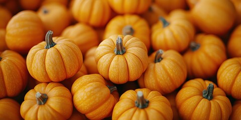 Mini pumpkins piled in a rustic autumn pumpkin patch