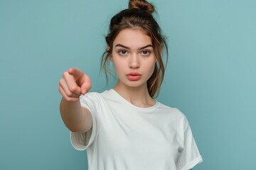 Fototapeta premium Serious Woman Gesturing to Make a Point