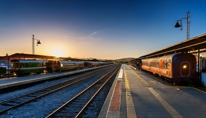 Fototapeta premium train at sunset