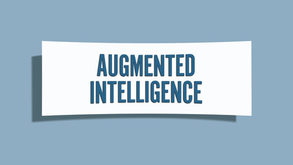 Augmented Intelligence. A card isolated on blue background.