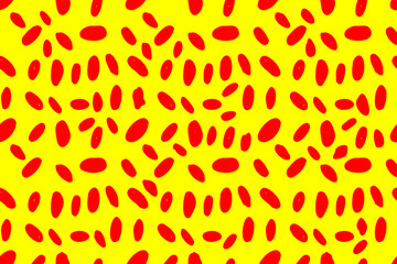 Red spots on yellow background.  Seamless vector pattern for design and decoration. 