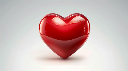 Fototapeta premium Red Heart on a Clean White Background