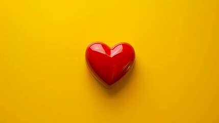 Fototapeta premium Red Heart on a Bright Yellow Background