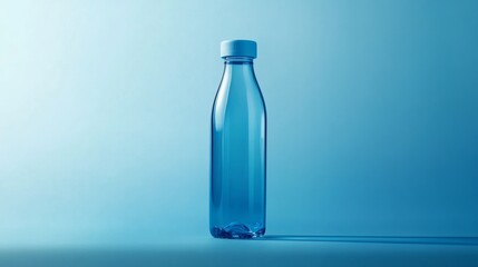 A beautifully designed water bottle with a sleek shape, showcasing its refreshing contents. The bottle is isolated against a bright background, highlighting its health benefits