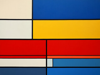 De Stijl-Inspired Abstract with Clean Lines and Primary Color Palette