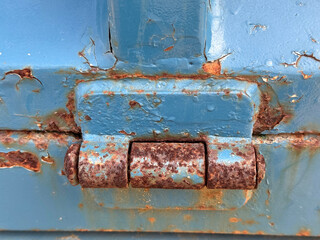 rusty old door with blue metal texture