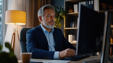 Fototapeta premium Businessman Working in Modern Office Environment