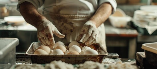 Obraz premium Farmers Raw Eggs In Tray