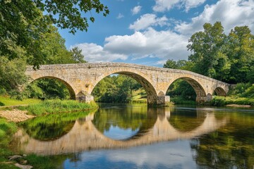 Fototapeta premium Picturesque stone bridge over a tranquil river