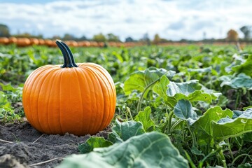 Pumpkin in agricultural field