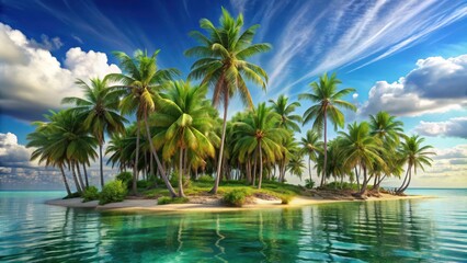 Fototapeta premium Tropical island paradise with lush palm trees swaying in the breeze, tropical, island, palm trees, paradise, beach, exotic, vacation