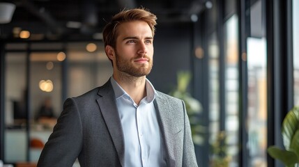 Fototapeta premium Confident Businessman in Modern Office Setting