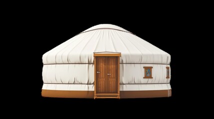 Yurt in a tranquil daytime landscape