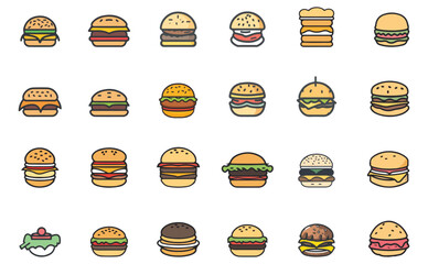 Burger icon set vector illustration.