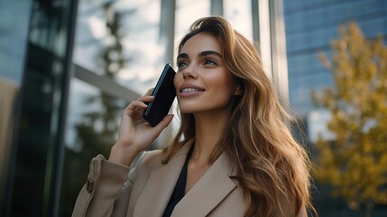 Young Woman Talk on Phone in Urban Setting