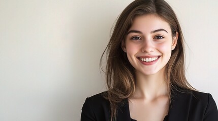Fototapeta premium Smiling Young Woman Against Neutral Background