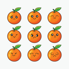 Orange Fruit Cartoon Illustration Icon Template