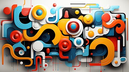 Obraz premium Abstract Colorful Geometric Shapes Design