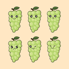 Grape Fruit Cartoon Illustration Icon Template