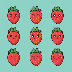 Strawberry Fruit Cartoon Illustration Icon Template