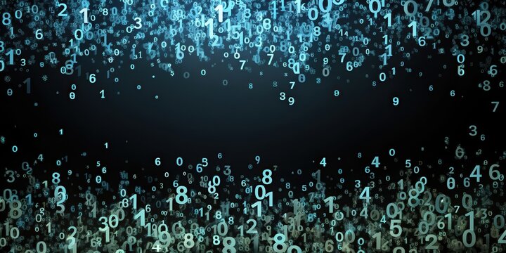 Abstract mathematical pattern with scattered decimal numbers on dark background , mathematics, abstract, pattern, random