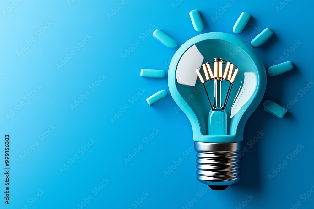 Poster Minimal energy-saving light bulb icon, representing energy conservation through simple, elegant design with clean lines