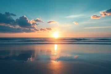 Naklejka premium Breathtaking sunset over the tranquil ocean