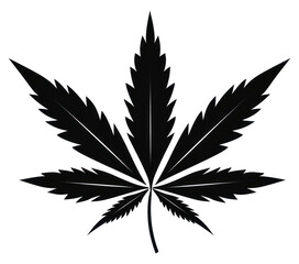 Naklejka premium PNG Cannabis leaf plant black white background.
