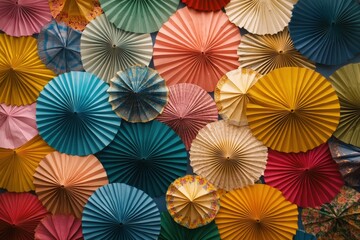 Colorful paper fans background