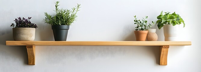 40. A minimalist wall shelf with a natural wood finish