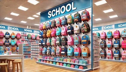 Obraz premium Vibrant School Backpack Display