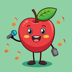 Cute cartoon apple singer stock illustration