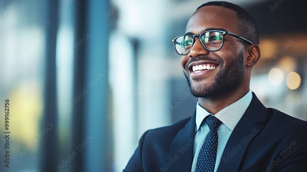 Canvas Prints Confident Businessman in Modern Office Environment