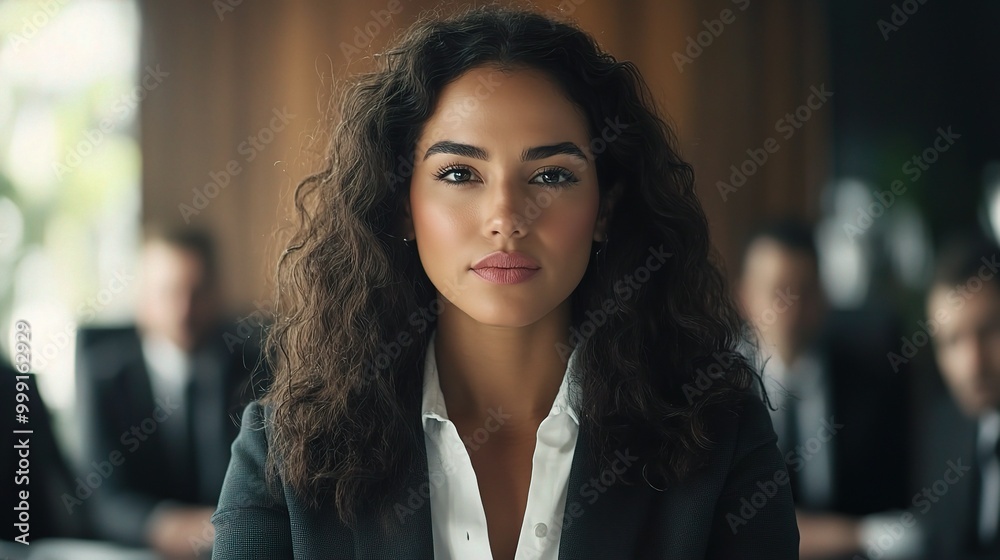 Sticker Confident Businesswoman in a Meeting Setting