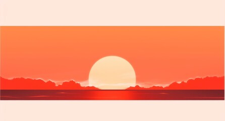 a Serene Beach Sunset Over Calm Waters with Orange Sky and Evening Glow