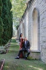 A stunning engagement photoshoot showcasing a beautiful mixed couple in a picturesque and enchanting setting, truly celebrating their love, affection, and the wonderful togetherness they share
