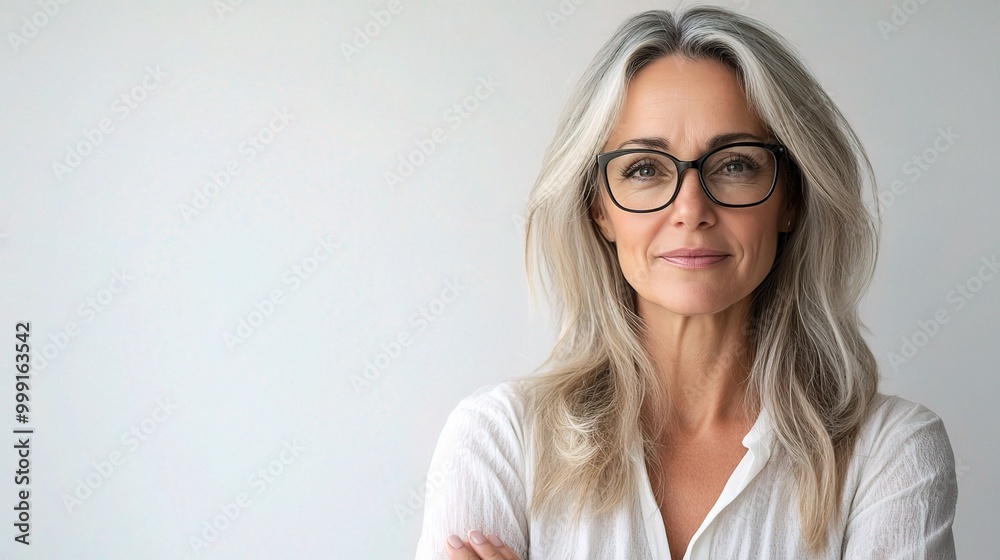 Canvas Prints Confident Mature Woman with Stylish Glasses