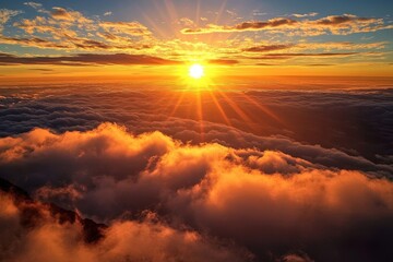 Breathtaking sunset over the clouds