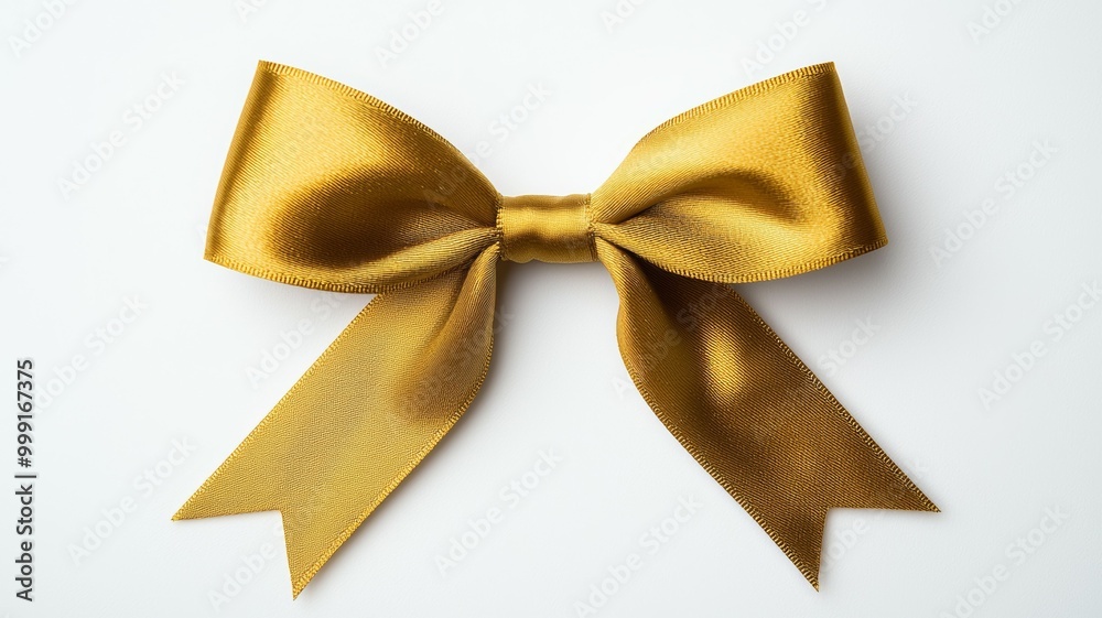 Poster A gold ribbon bow is shown on a white background